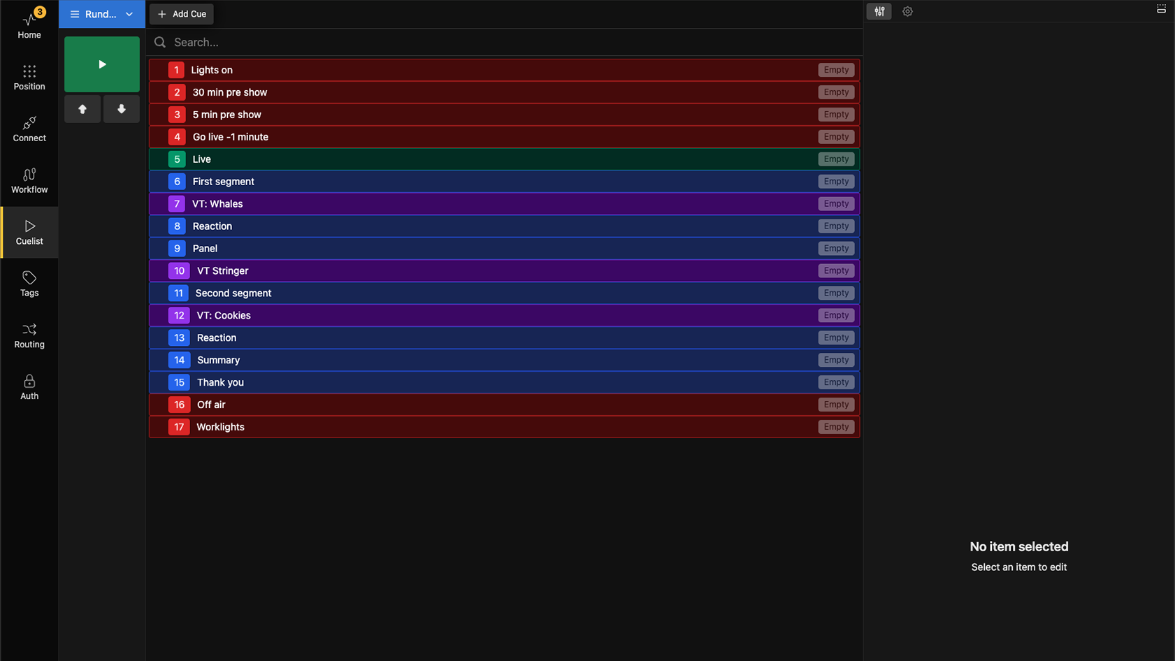 Cue lists